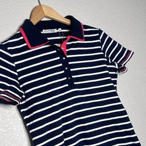 BLUHMOD Small Blue and White Stripped Polo with Pink Lining